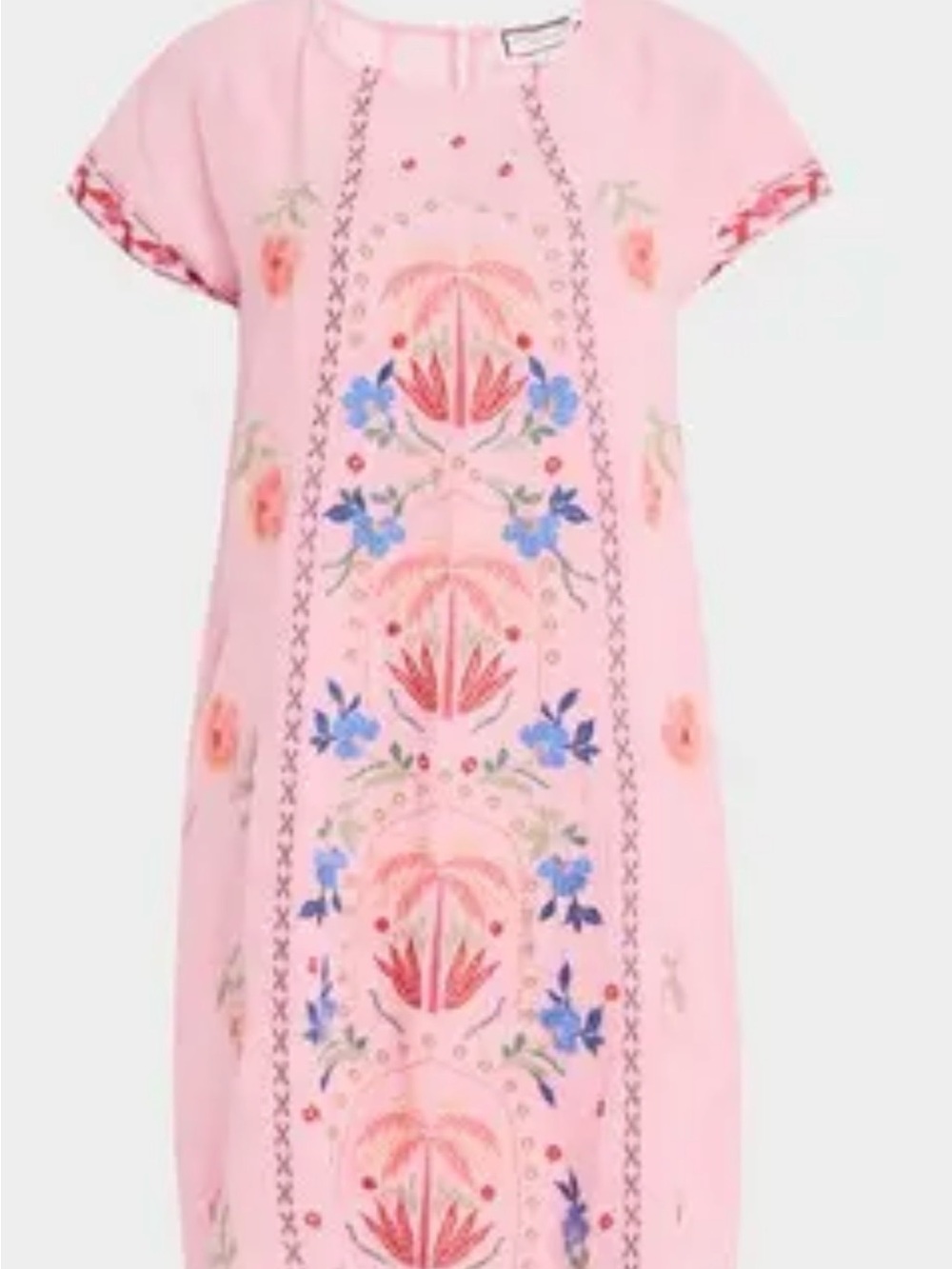 Johnny Was Pink Embroidered Peasant Top